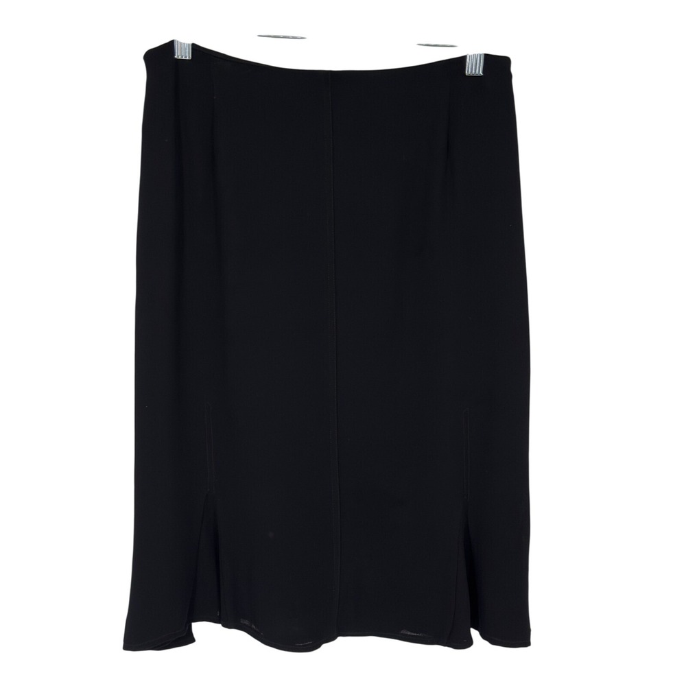 Badgley Mischka Vintage Black Flare Hem Midi Skirt Lined Side Zip‎ Size 8